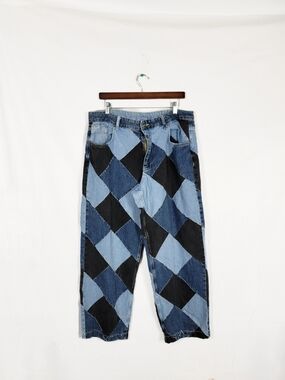 Size 34 Patchwork Ragged Jeans
